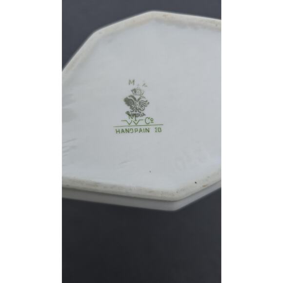 Vintage MZ Austria Hat Pin Vase Hand Painted Porcelain Floral 6" Embossed Flower - Picture 8 of 9